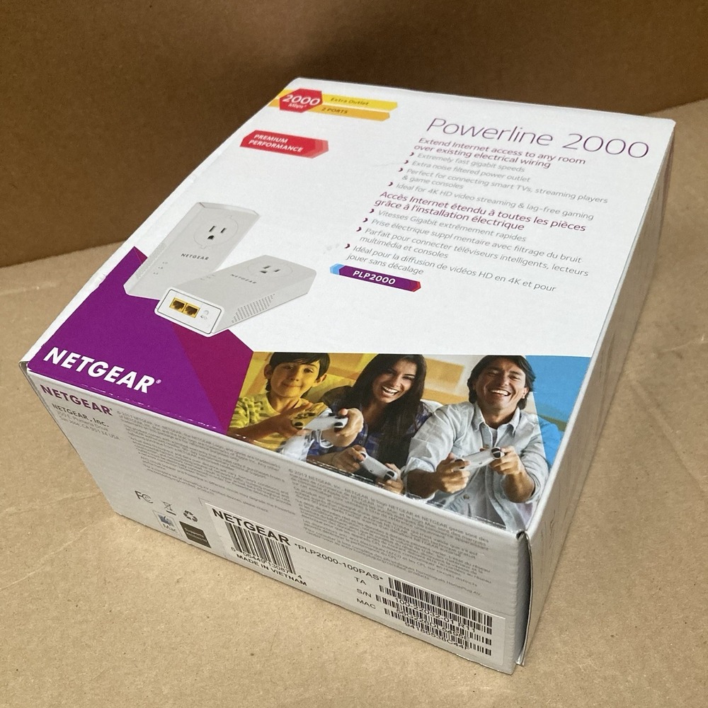 Netgear Powerline 2000 PLP2000 Internet Range Extender 2 Gigabit Open Box